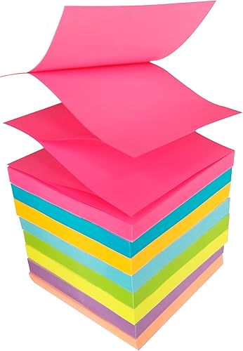 Notas adhesivas emergentes de 3 x 3 pulgadas, 8 blocs de notas autoadhesivas de colores brillantes, fáciles de publicar, blocs de notas súper