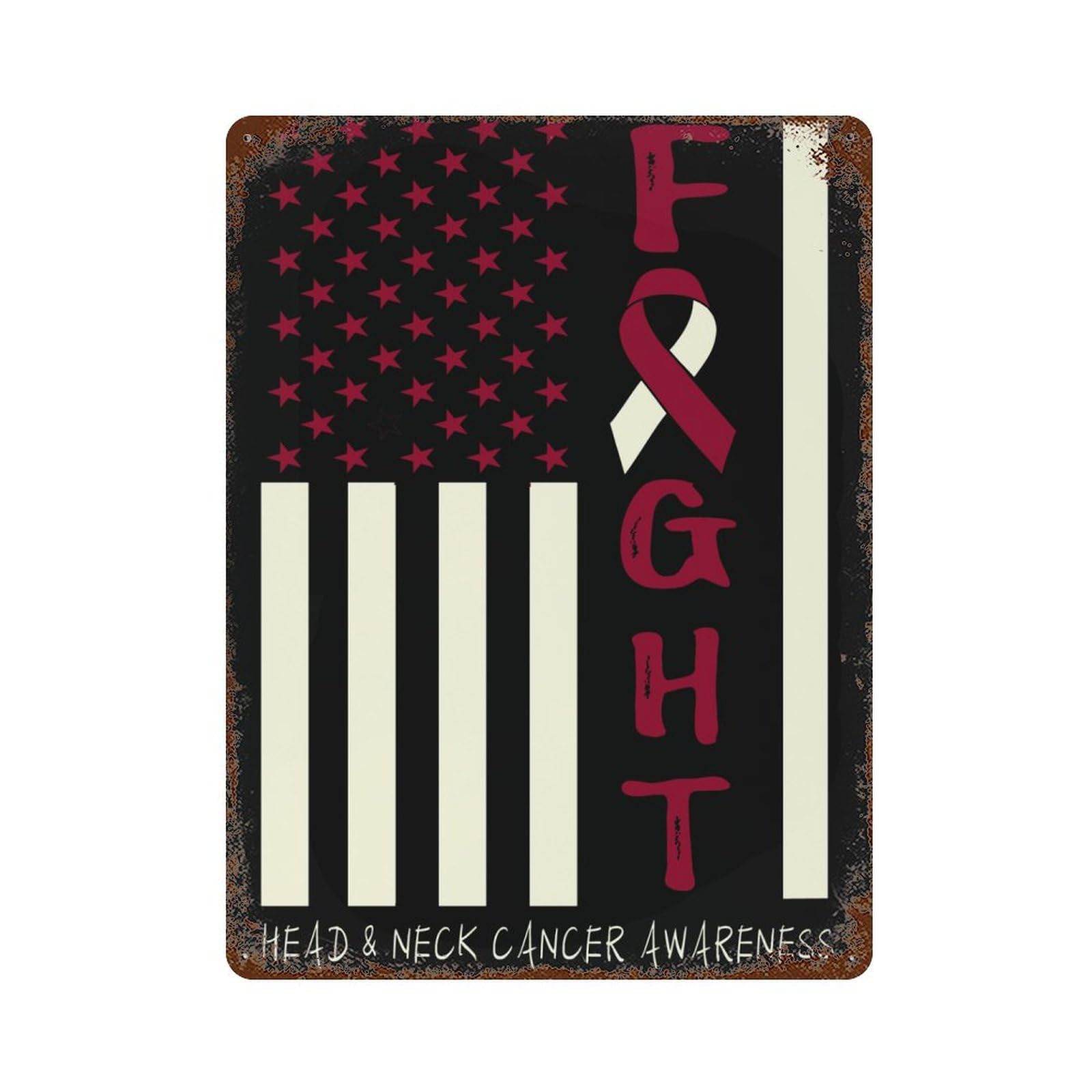 KWQDOZF Breast Cancer Warrior Support Squad Head & Neck Cancer Awareness Theme Metal Tin Sign,Vintage Iron Hanging Plate Vertical with Rust Poster Wall Decor 12x16inch