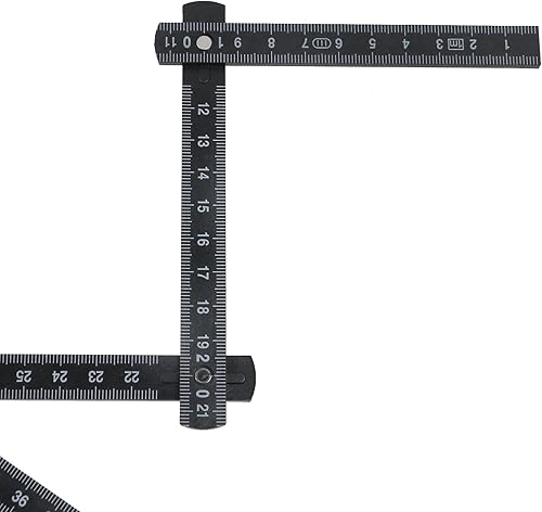 Vista 4 de T Tulead Craftsman - Regla de medición plegable de 3.3 ft/39.37 pulgadas de longitud, regla plegable negra, regla métrica ABS para carpintería
