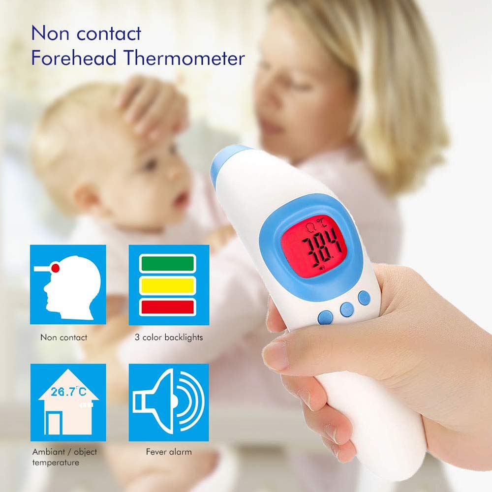 Frente Termómetro Infrarrojo Digital Medición De La Temperatura para El Bebé Y Adulto para El Hogar Y Uso Médico (Azul)