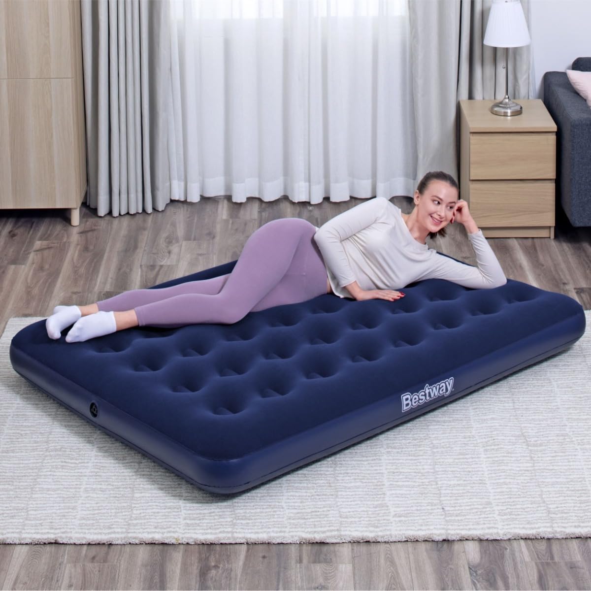 Amazon | エアマット 1.91m×1.37m×22cm NV ネイビー 67002 | Bestway