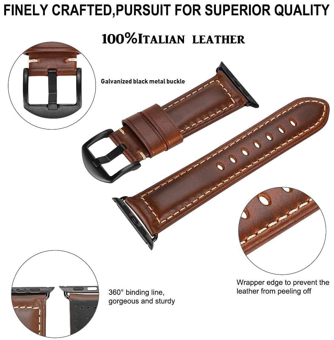 HUAFIY Leather Strap for Apple Watch Strap 38 mm 40 mm 41mm - Image 2