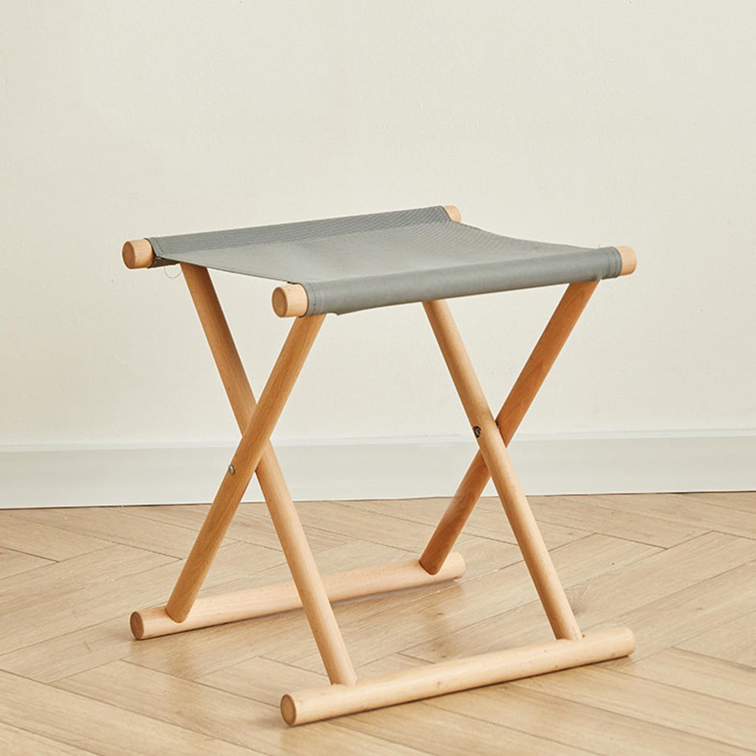 Tabouret De Camping Pliant Portable Tabouret Pliant De Pêche Tabouret De Camp avec Jambe en Boistabouret Léger pour La Randonnée Extérieure Pique-Nique Barbecue,Gris,40 * 35.5 * 42cm
