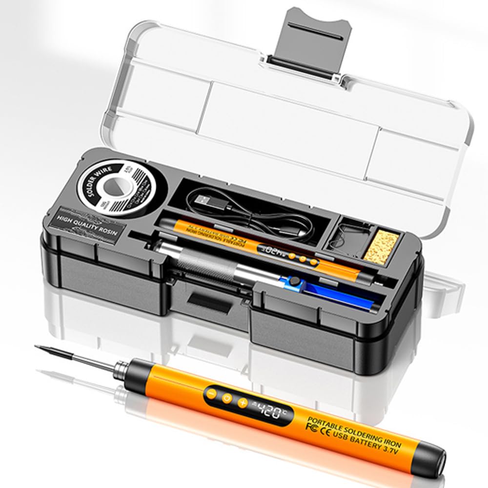 Fer à souder électrique portable USB, stylo de soudage intelligent multifonctionnel avec fonction de réglage de la température de 260 à 420 ℃ pour la réparation et l'entretien du (Orange)