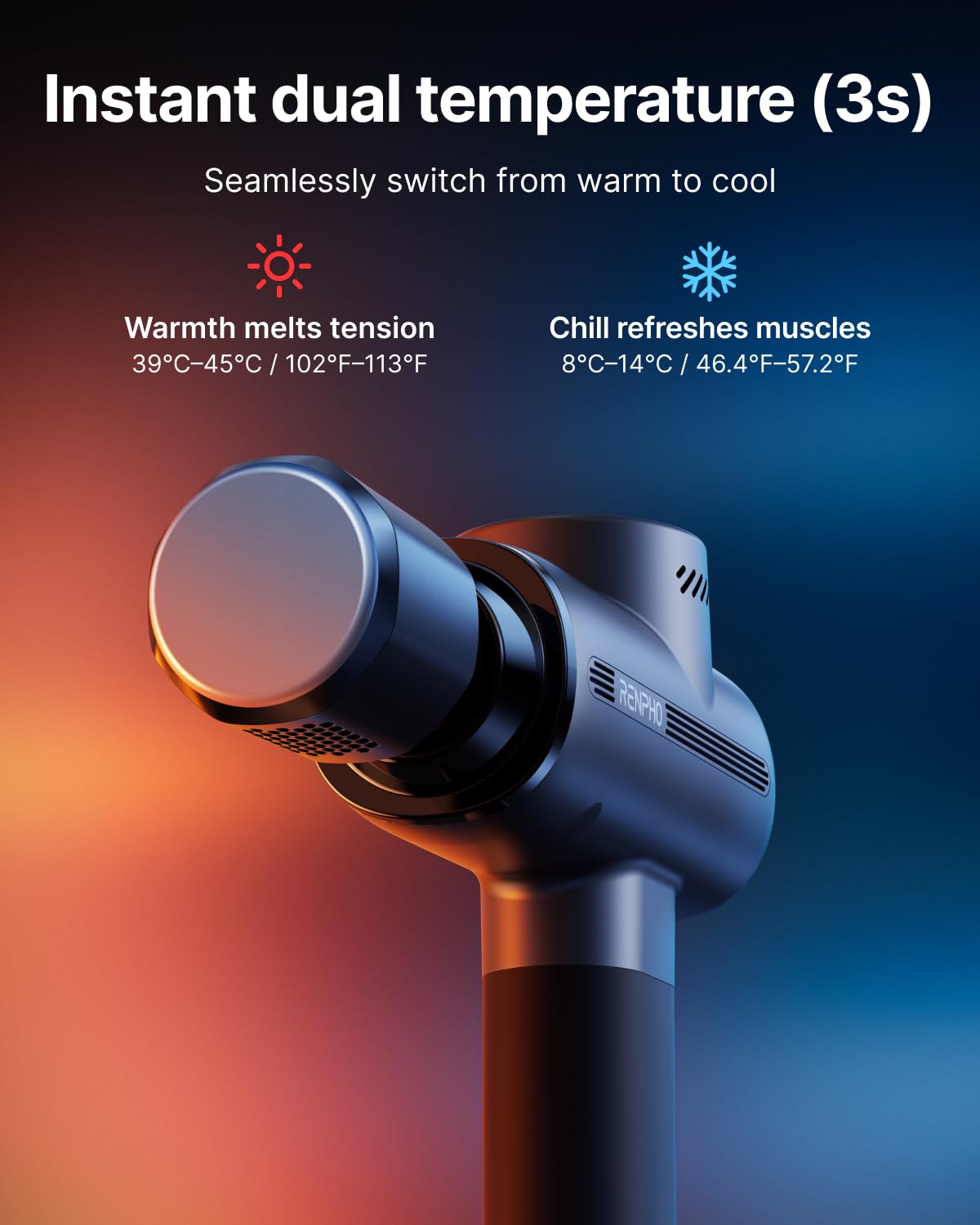 RENPHO Active Thermacool 2 Red Massage Gun with Infrared Heating, Cool Head view 5