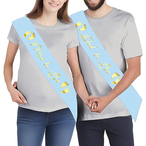 Miniatura 8 de Juego de 2 bandas para mamá y papá, las mejores decoraciones de baby shower, regalos para madre y padre, fiesta de revelación de género, para niños