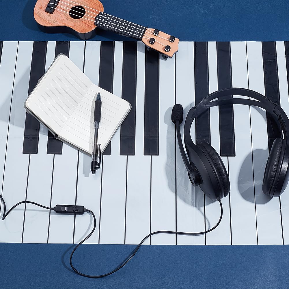 NBEADS 12 Pcs Musical Notes Piano Table Runner, 107x14 Inch Plastic Piano Pattern Tablecloth Piano Music Table Cloth Musical Theme Party Supplies for Wedding Birthday Kitchen image 4