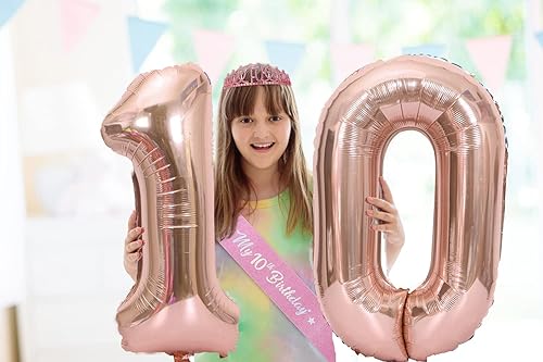 Miniatura 6 de Banda de cumpleaños de 10 años, tiara y corona de cumpleaños de 10 años, banda de cumpleaños de 10 años con brillos, corona de cumpleaños de papel