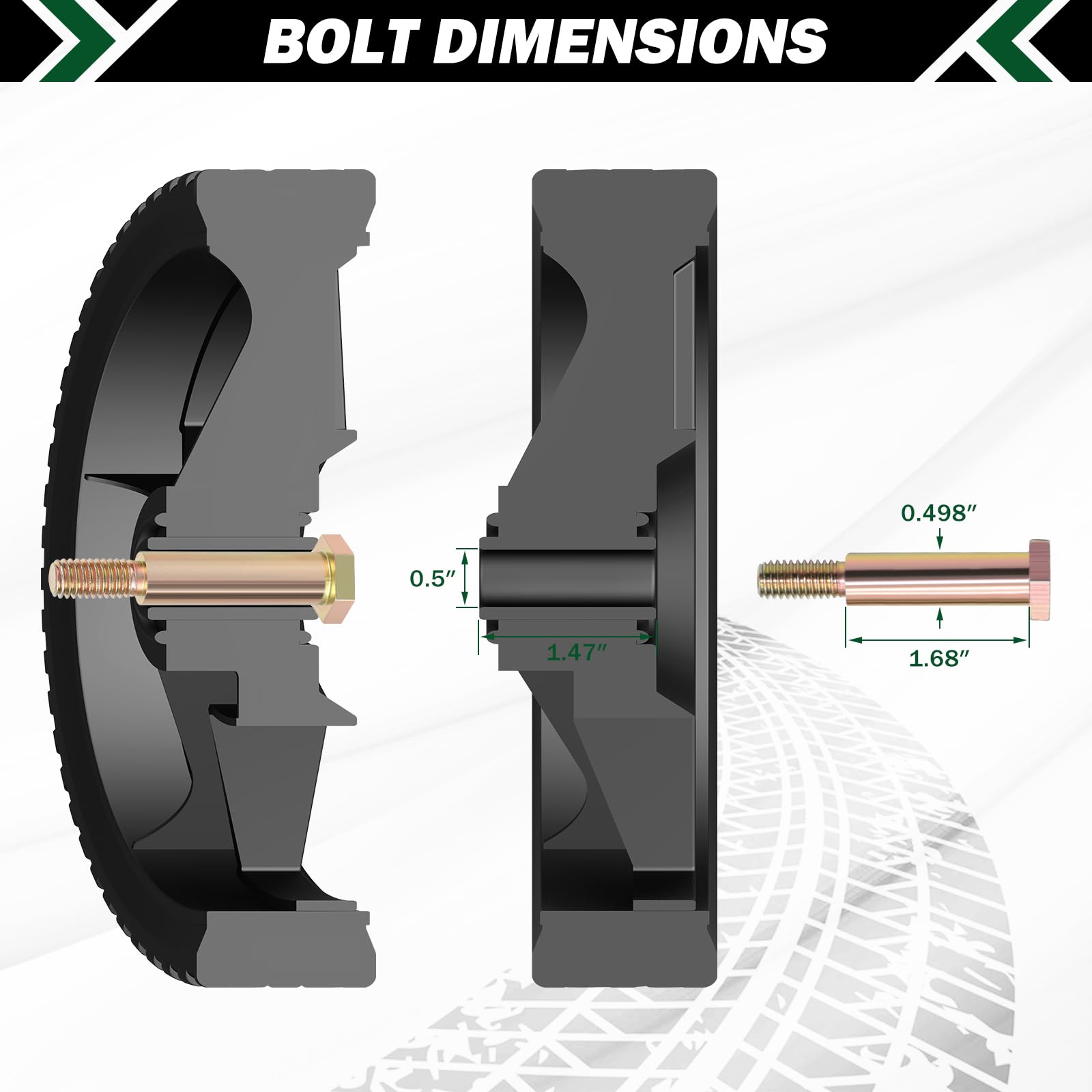 CheeMuii Ruedas para cortacésped de 6 pulgadas, paquete de 2 ruedas de 6 pulgadas para cortacésped de empuje con pernos y tuercas de bloqueo, se adaptan a la mayoría de
