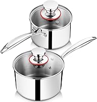 Vista 10 de P&P CHEF Olla y cacerola de tres capas de 1 cuarto de galón, sartén de acero inoxidable con tapa, olla de inducción de cocina, utensilios de cocina