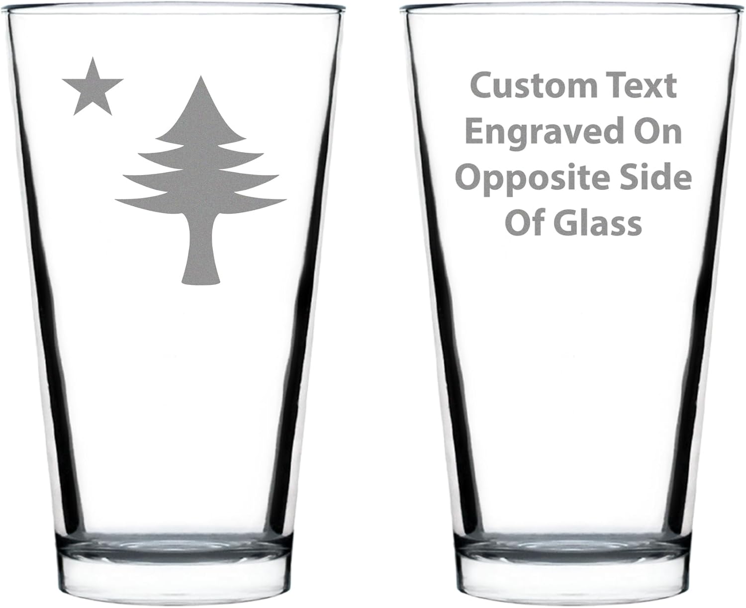 Bevvee Old Maine Flag Pint Glass for Beer - Original 1901 State of Maine Flag Gifts for Women & Men Mainers - Set of 2-16 Oz Pint Glasses