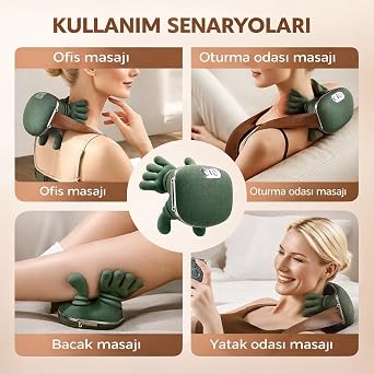 Şarjlı Boyun Masaj Aleti Elektrikli – Isıtmalı Kablosuz Boyun ve Omuz Masaj Cihazı, Kas Gevşetici Taşınabilir Masaj Aleti (3 Mod)