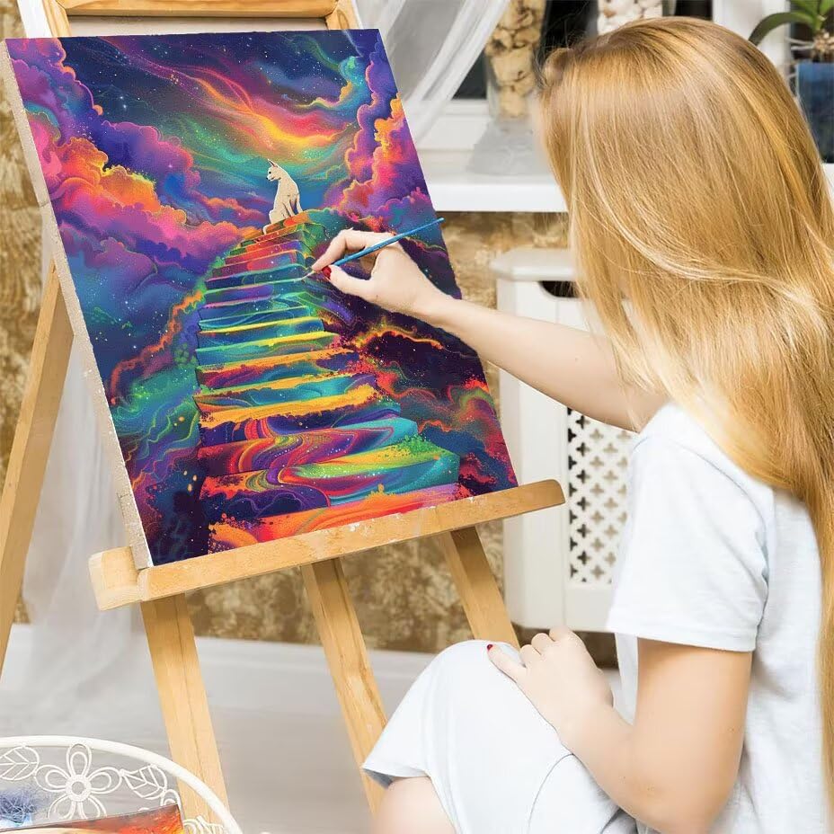 Pintar por números adultos de perro en escaleras para decorar tu salón con un lienzo de 100x130cm 7