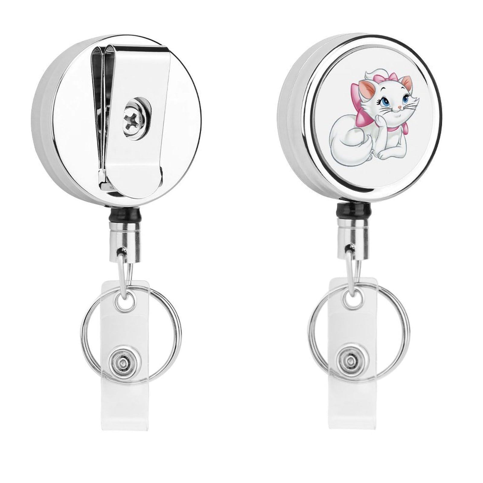 りいちゃん　ハンドメイド　リールキーホルダー Amazon | 吊り下げ名札用リール マリーちゃん 猫 ネコ 名札ホルダー