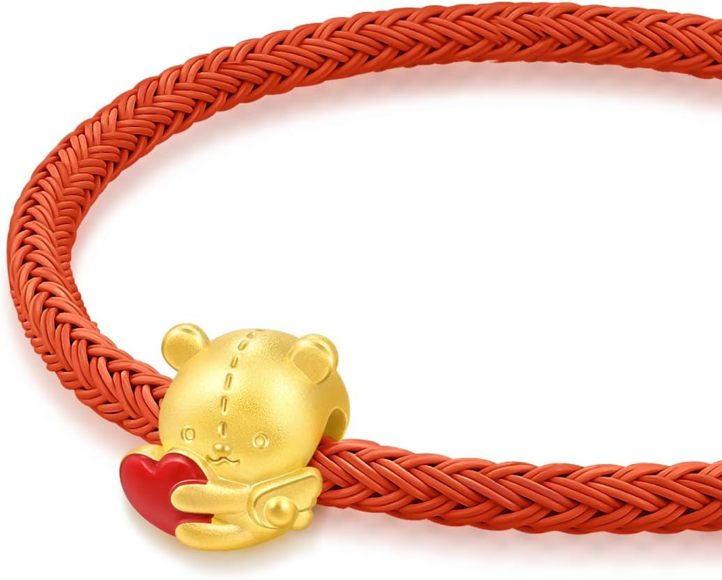 CHOW SANG SANG 999 24K Gold Charme Sweet Heart Bear Charm Bracelet for Women 17CM 94690C