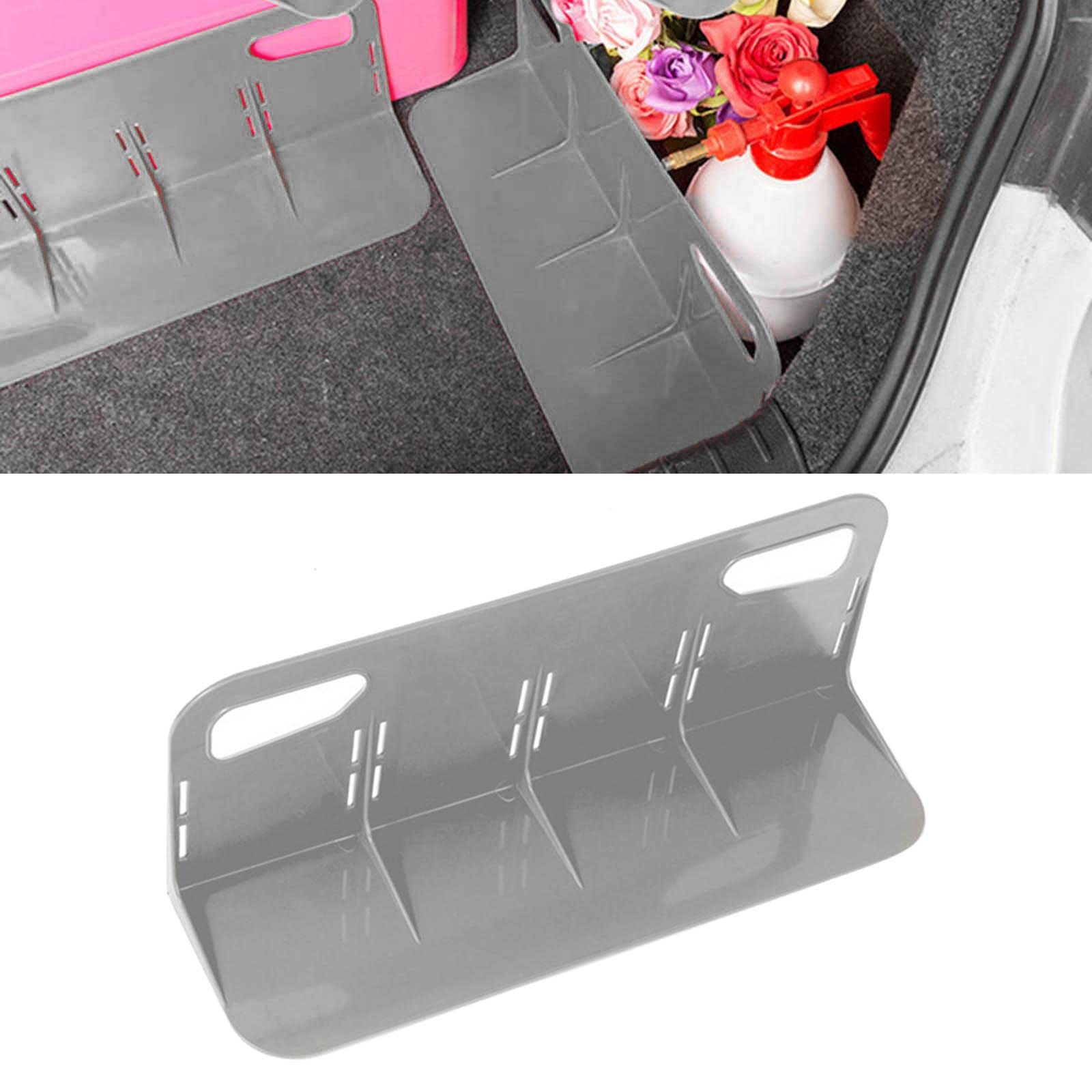 Car Trunk Rack Mount Auto Rückseiten Gepäckständer Trennwand Anti Rutsch PP Material mit Griff für Outdoor Camping Einkauf Firmenfahrzeug Geschenk Fah, GRAU