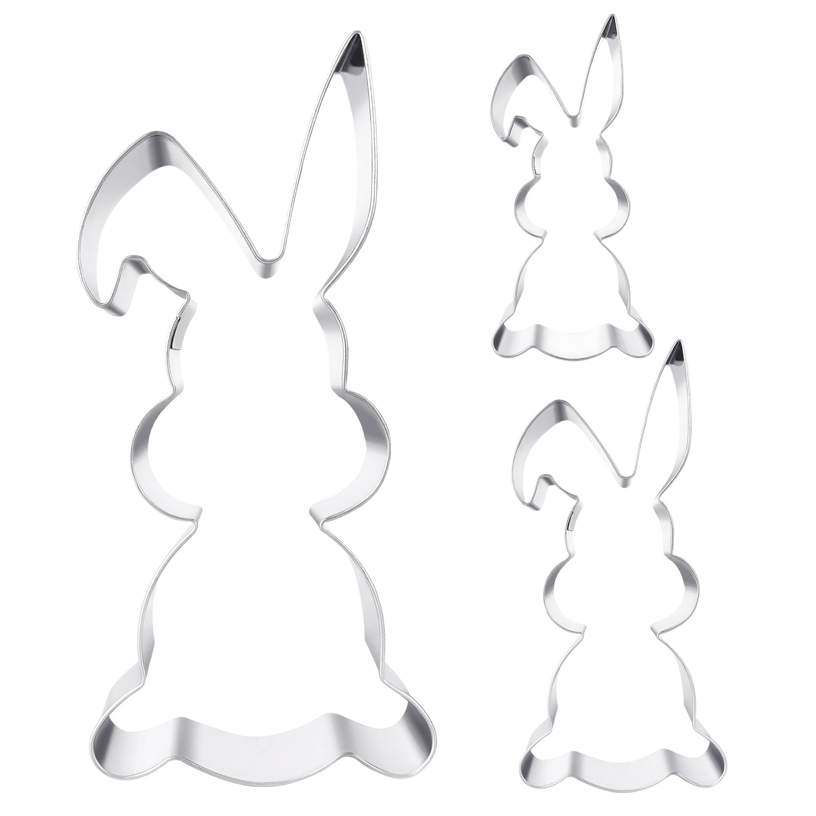 Osterhasen Ausstecher,16,8/10/8cm Groß Ausstechform Hase,3 Stück Ausstechformen Ostern Hasen Edelstahl Keksausstecher Oster Set,Hasenausstecher für Backen Kinder Ostergeschenk Plätzchenausstecher