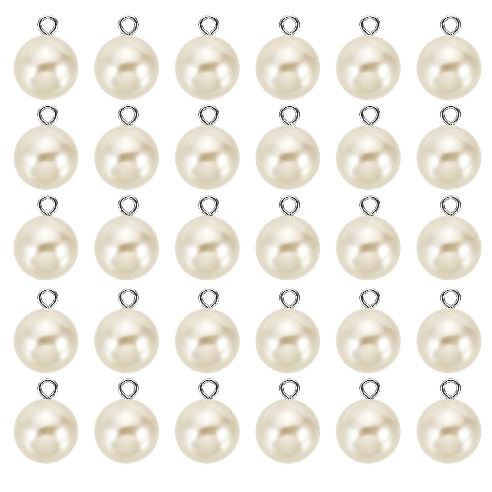 PATIKIL 16mm Pearl Charm, 100pcs Pearl Beads Faux Pearl Pendant Charm Beautiful DIY for Making s Wedding Crafts Silvery Beige