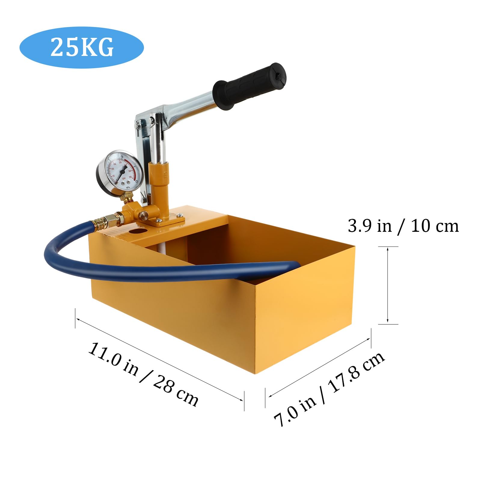ULTECHNOVO Bomba De Prueba De Presión Manual Para Agua Y Aceite Hidráulico Con Manómetro Grande 11.61X7.08X3.93In Herramienta De Prueba Para Tuberías Válvulas E Industria