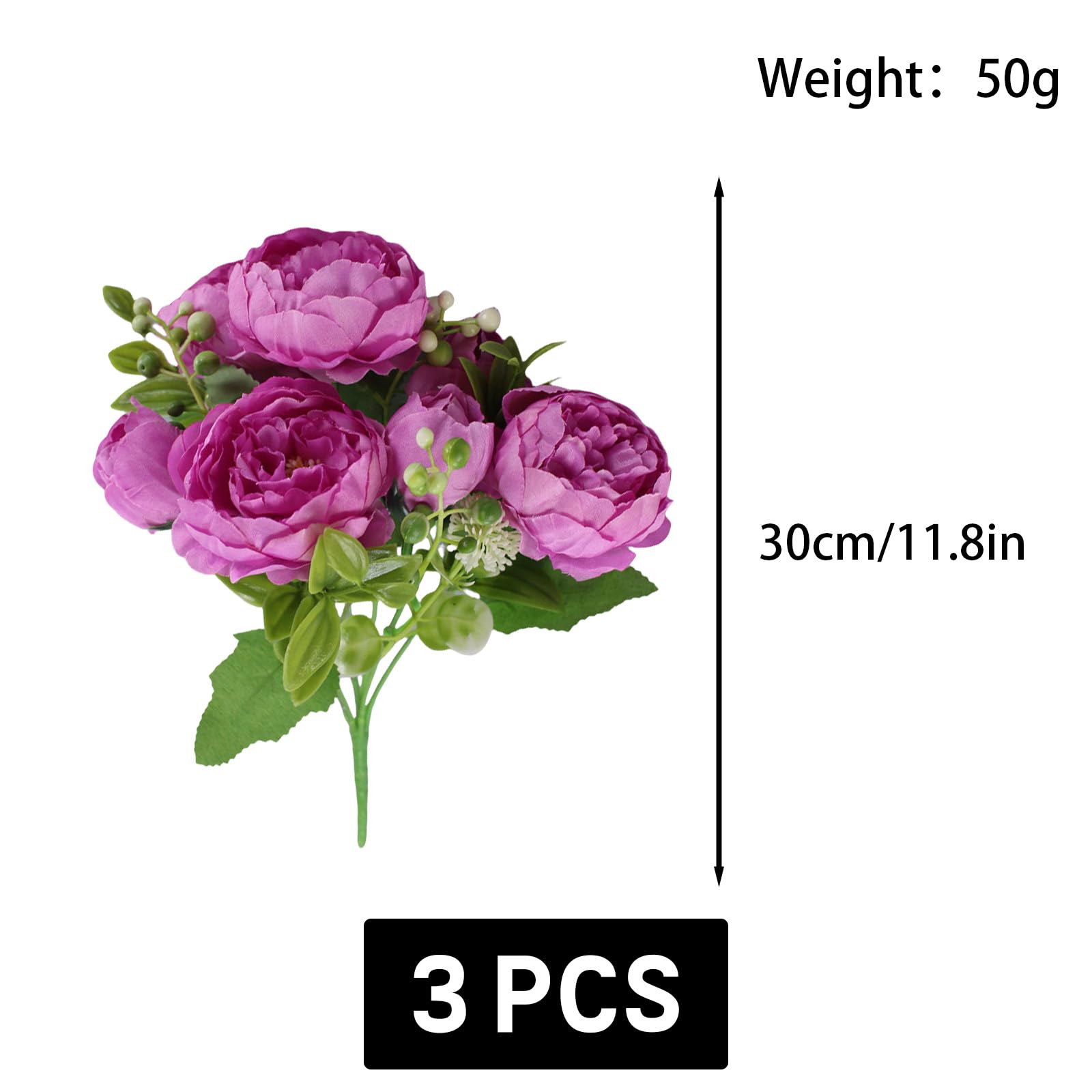 astylishome Artificial Flowers for Graves Roses Bundle of 21 Rose 30cm Bunch of Fake Flower for Decoration Outdoor Indoor Events Wedding Party Home Decoration 0202 - Image 3