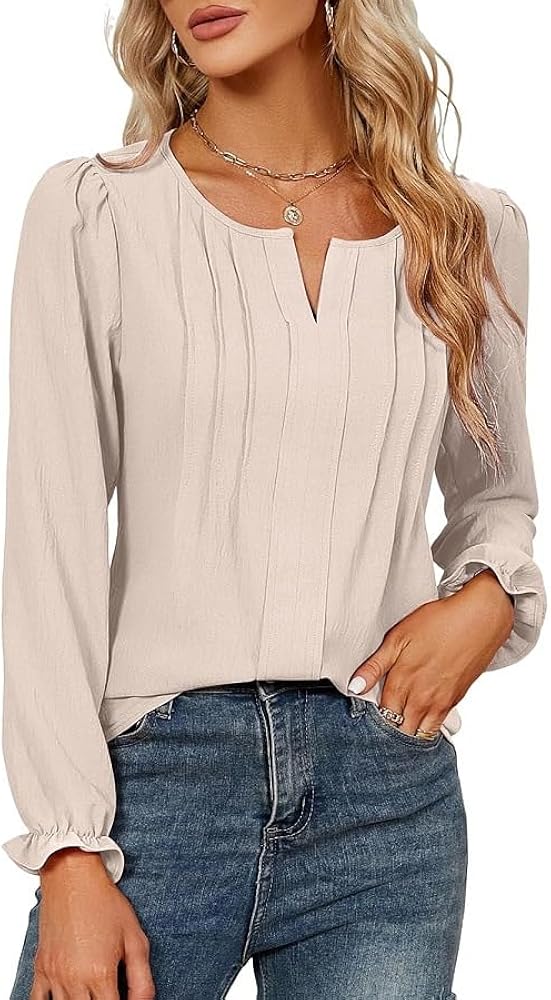 Damen Langarmshirt Mit V-Ausschnitt - Elegante Bluse Für Büro & Freizeit