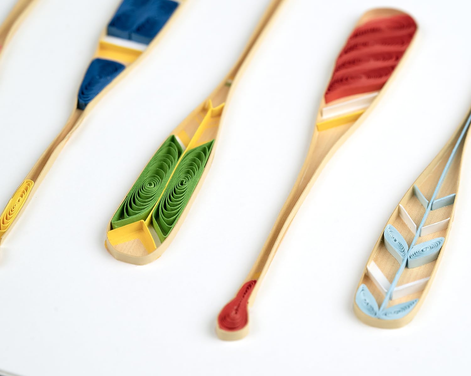 Quilling Painted Canoe Paddles Rowing Adventure Hand-Finished Art Greeting Card Frameable Art - Image 4