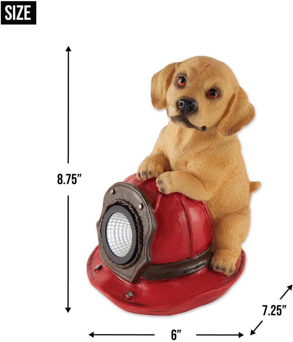 Puppy and Fire Helmet Solar Garden Light