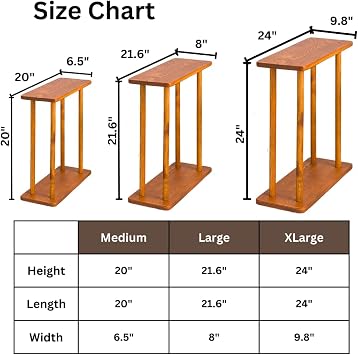 Rectangular Solid Wood Narrow Side Table, Skinny Bedside Table, Small End Table (Chestnut, Large)