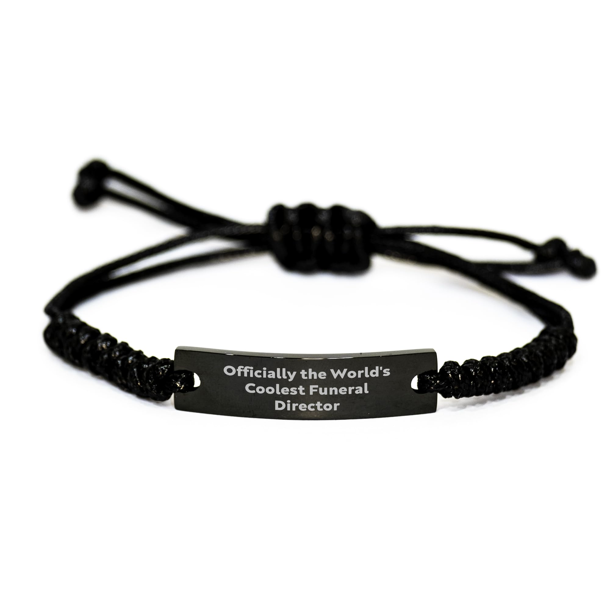 Generic Officially The World's Coolest Funeral Director Gifts | Funny Rope Bracelet Gifts for Funeral Directors | Father's Day Unique Gifts from Daughter, Son, Wife, Small, Black