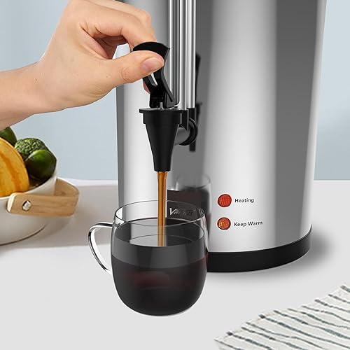 Miniatura 7 de Valgus Cafetera de acero inoxidable de grado comercial, 80 tazas de 12 L, con control automático de temperatura, urna de agua caliente para fiestas,