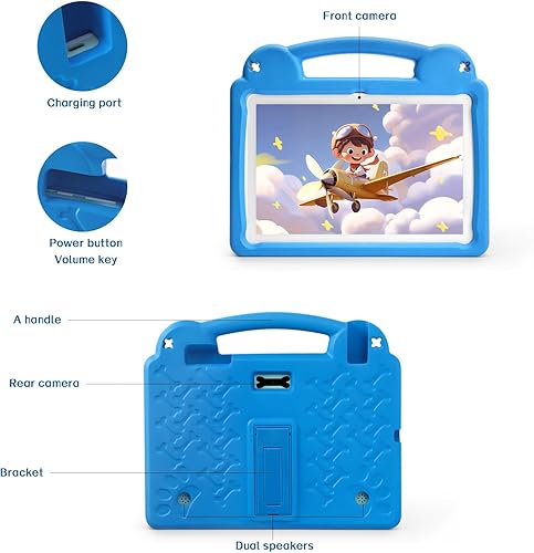 Miniatura 8 de Ruufuuxy Tablet infantil de 10.1 pulgadas, tableta Android para niños, Android 15, pantalla de 1280 x 800, CPU Octa-Core, 8 GB+64 GB, 1 TB