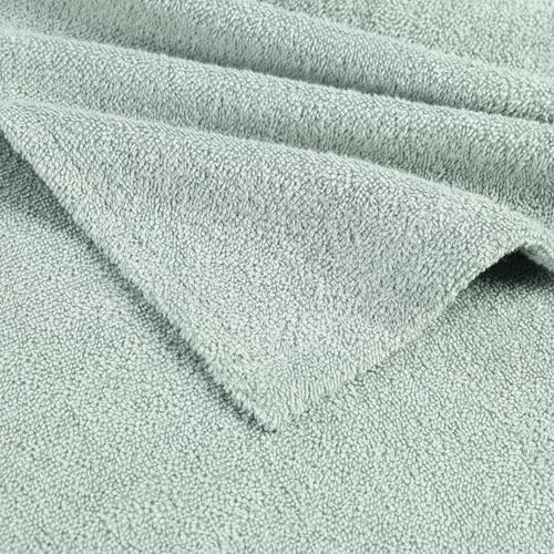 Image of Superior Kids Cotton Terry Poncho, Soft, Absorbent Bath Towel with Hood, Bathroom Accessories, Long, Plush Bathrobes for Bath, Shower, Spa, Resort, Hotel, Beach, Pool, Boy, Girl, Large Size, Sage