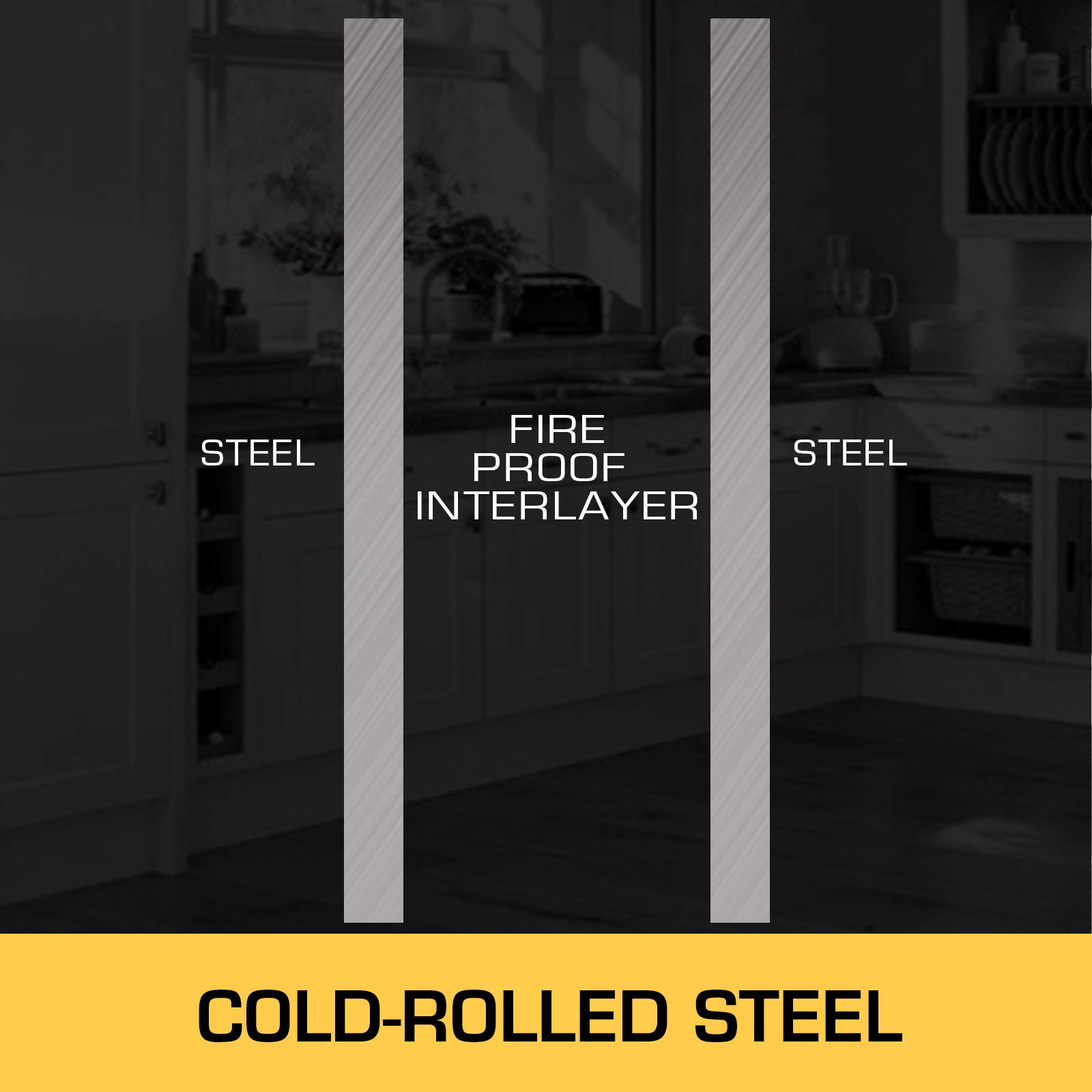 Armadio di sicurezza per i prodotti infiammabili, in acciaio laminato a freddo, 1 anta, 112 x 59 x 46 cm, 1 ripiano regolabile, giallo per liquidi infiammabili