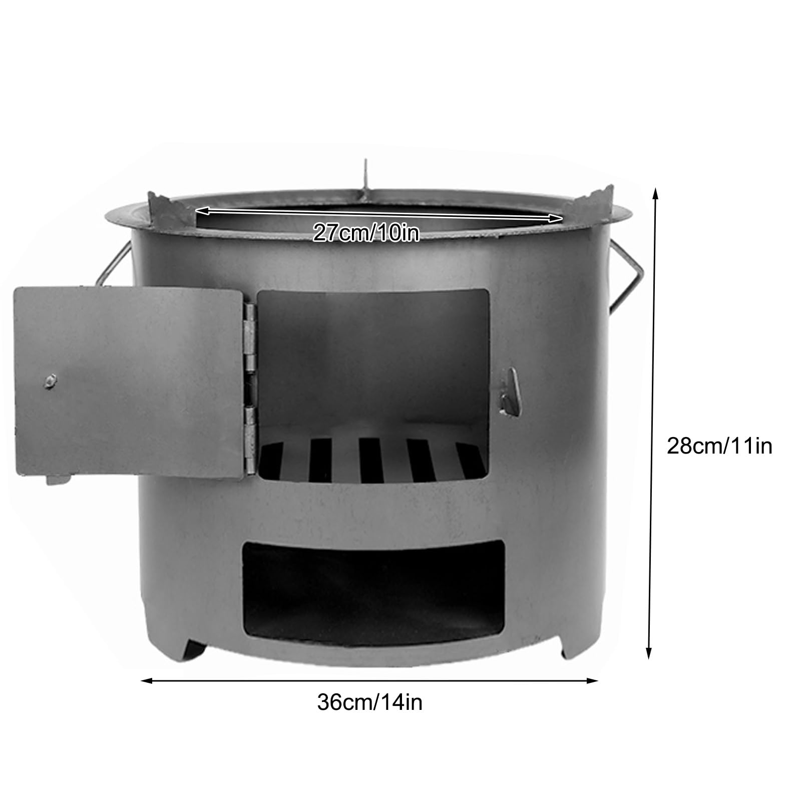 Stufa a Legna Portatile, Stufe a Legna da Campeggio per Cucinare, Barbecue e Riscaldamento, Design in Acciaio Resistente per Campeggio, Escursionismo e Uso di Emergenza(27cm/10in)
