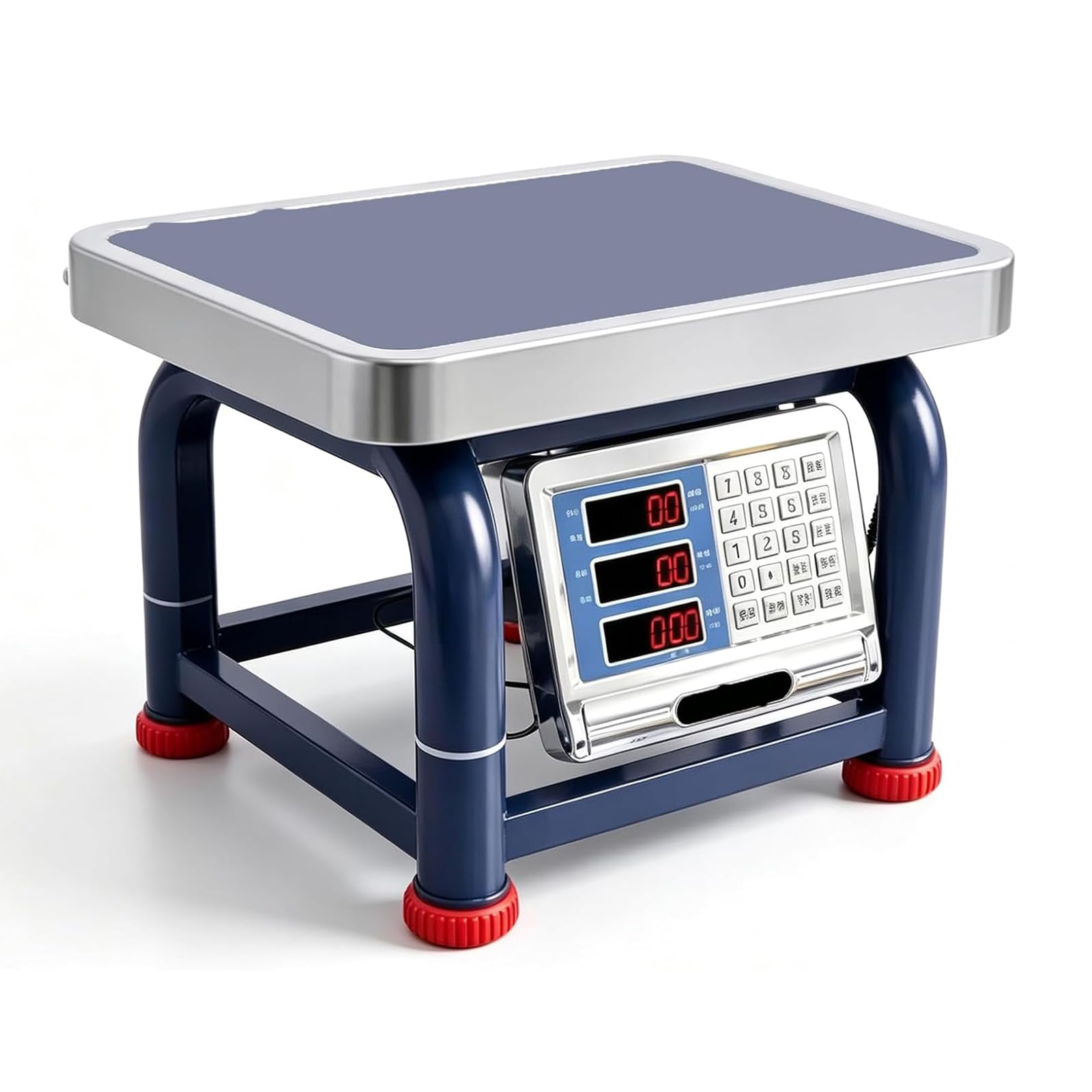 Báscula Digital Comercial De Sobremesa, Plataforma De Acero Inoxidable con Capacidad De 60-150 Kg, Funciones De Cálculo De Precio Y Tara, Precisión De 50 G-100 G; para Mercados Red 120 kg