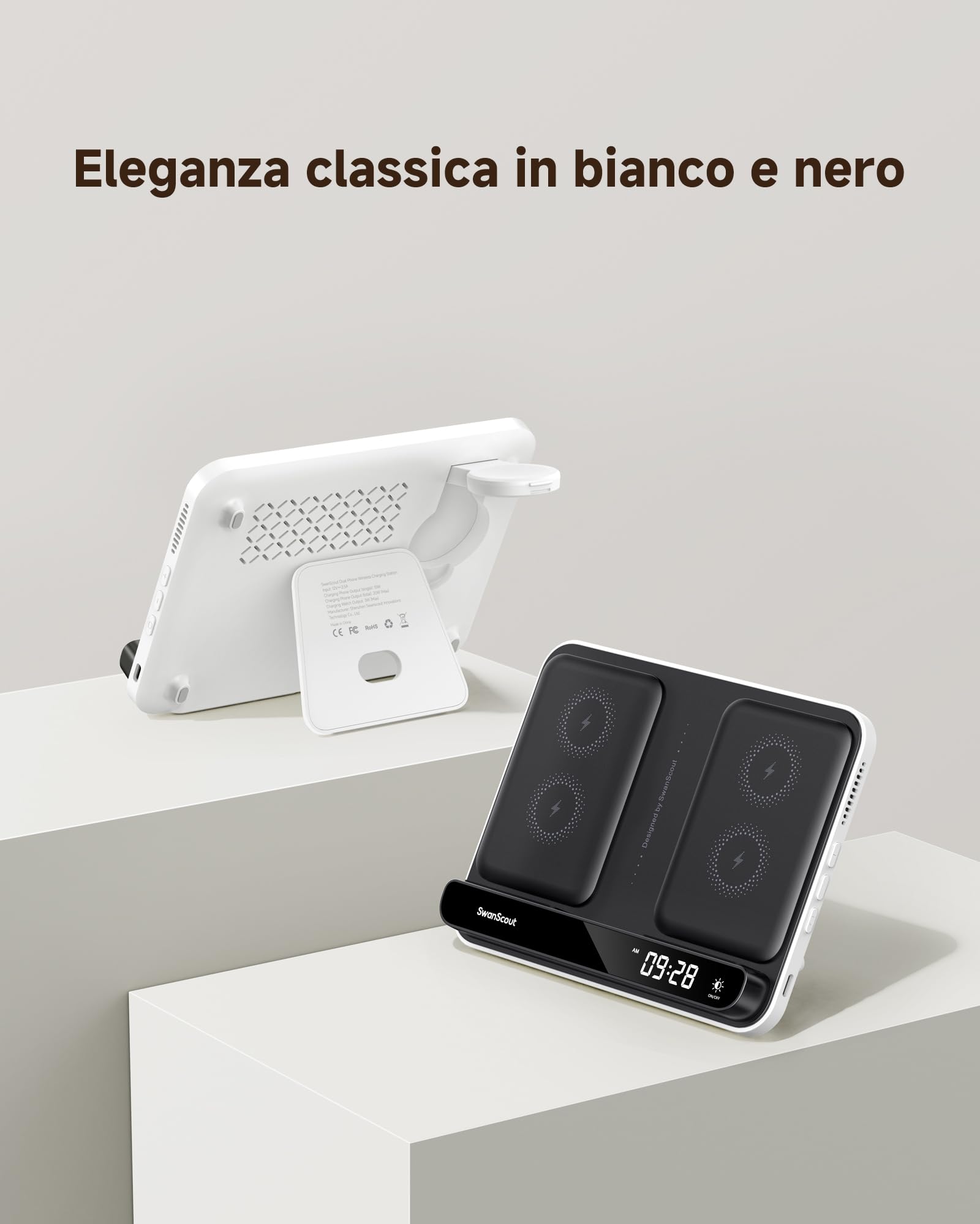 SwanScout Caricatore Wireless per Samsung Z Fold 7/S25 Ultra/S25/iphone Air/17, Stazione di Ricarica 30W Veloce per Z Fold 6/5/4, Caricatore per Galaxy Watch 8/8 Classic/7/Ultra/6/5, SwanScout 710FS