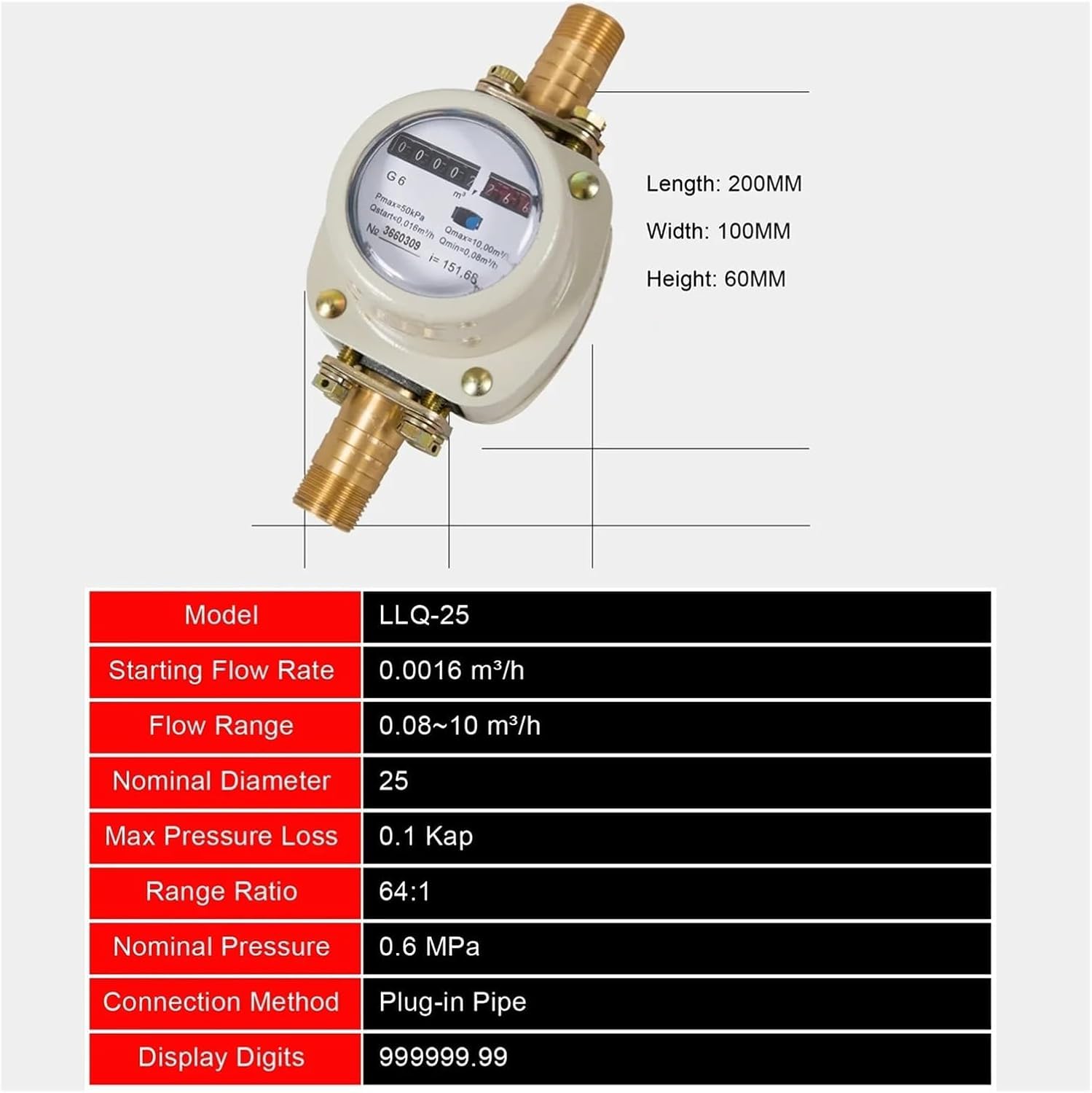 Medidor de flujo ultrasónico de alta precisión for gas de raíces, caudalímetro mecánico for gas natural, oxígeno, biogás, GLP, caudalímetro de desplazamiento positivo de grado industrial de 1"