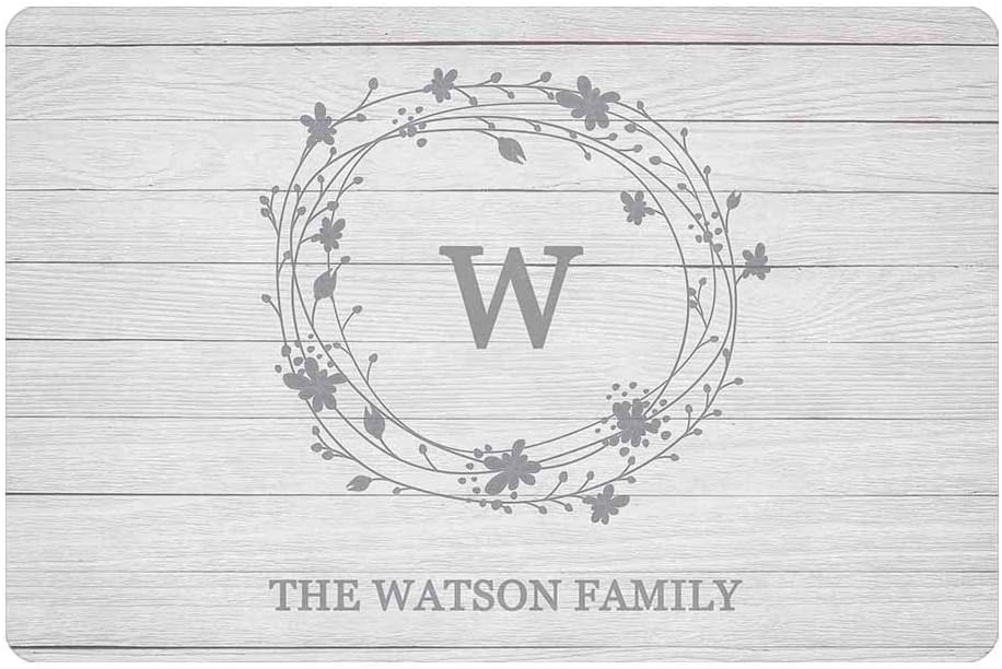 MyPupSocks Custom Door Mats Inside Text Name Floral Wreath Wooden Personalized Door Mats Outside