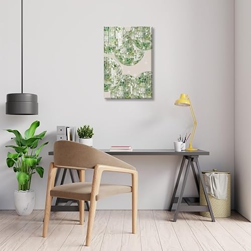 Miniatura 3 de HTCARWAT Póster de bola de discoteca verde salvia, arte estético de los años 70, arte de pared de apartamento, póster verde retro, póster de bola de
