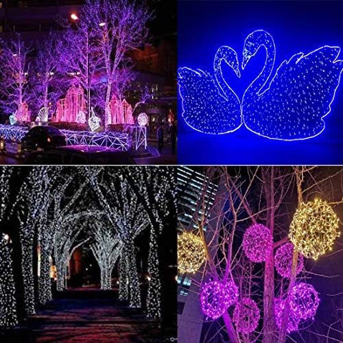YASENN Fairy Lights Mains Powered 30m 300LED String Lights Parts Twinkling strobes for Outside Indoor Garden Christmas Stree Decorations (Blue with Cool White strobes)