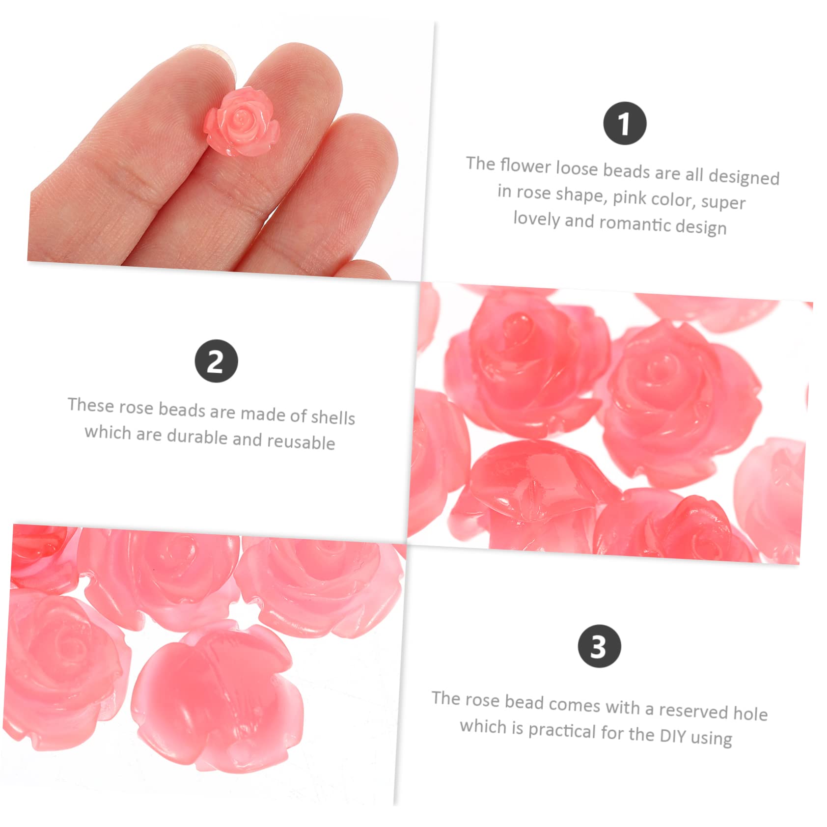 DOITOOL Abalorios De Rosa Sueltos Shell Rosa Para Joyería Diy Para Collares Artesanales 50 Piezas*4