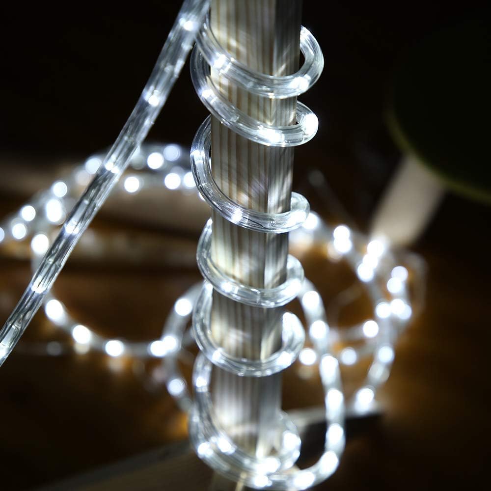 SYMHMT Tube Lights Strip AC 110-120V Rope Lights Flexible, Waterproof, 360°Full Illuminating LED Rope Light for Eaves, Garden, Patio, Pool, Bedroom, Indoor Outdoor Decoration (White, 98.4ft/30m)