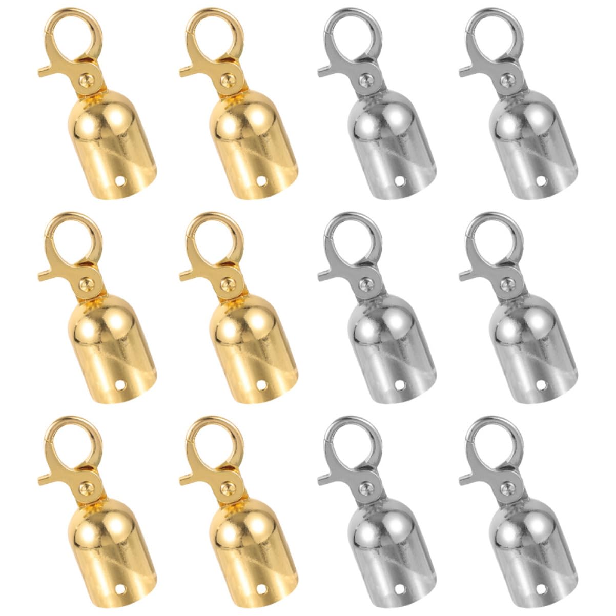 ORFOFE 12 piezas Tapa Final de Cuerda de Inoxidable con Mosquetón Conectores de Cuerda para Barandillas y Stanchions de Plateadas Doradas Accesorios para Eventos y Centros Comerciales