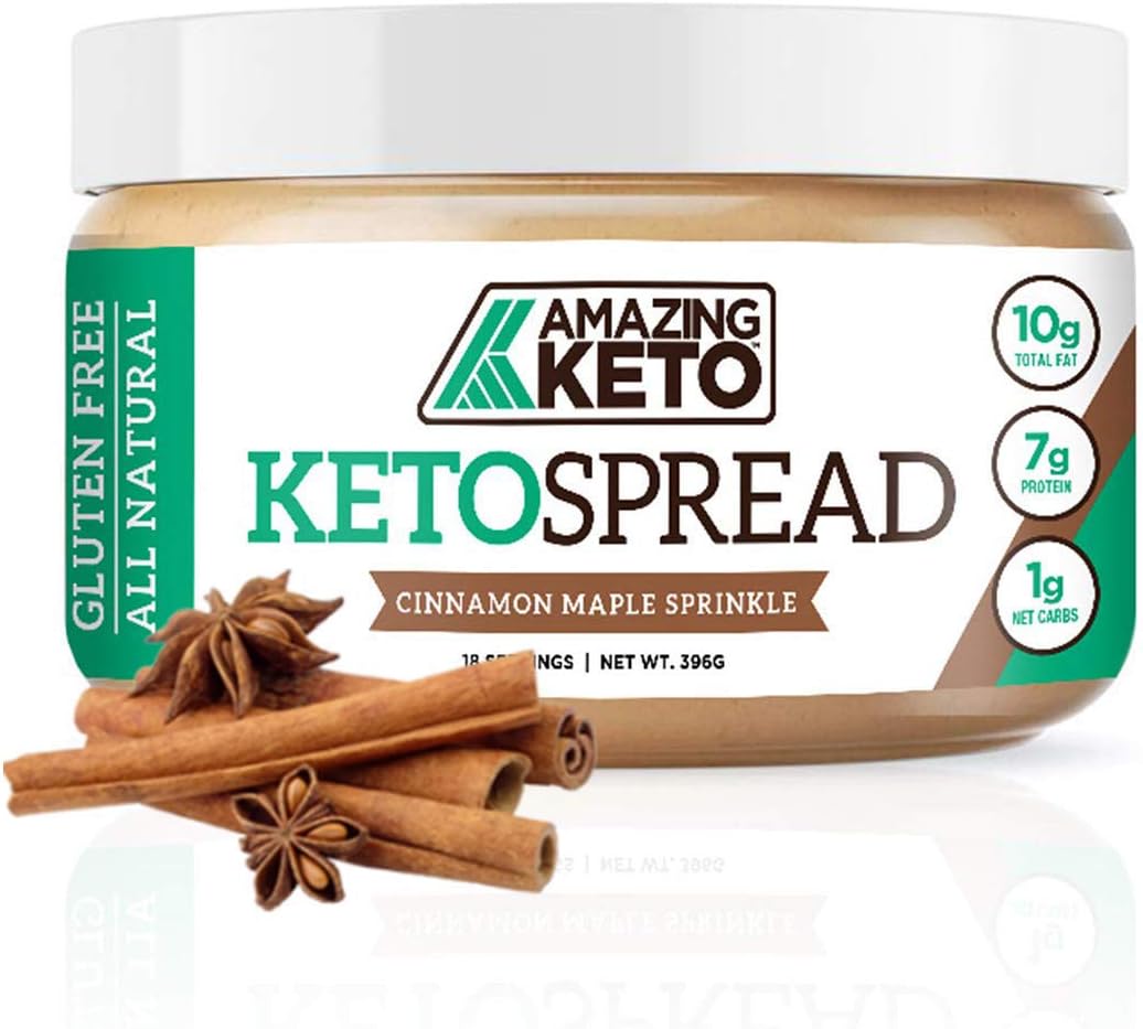 Amazing Keto Nut Butter Spread | Low Carb Keto Nut Butter Spread | Fat Bomb, Gluten Free & All Natural for Ketogenic Diet | 10G Fat, 7G Protein & 1G Net Carb | 18 Count (Cinnamon Maple Sprinkle)