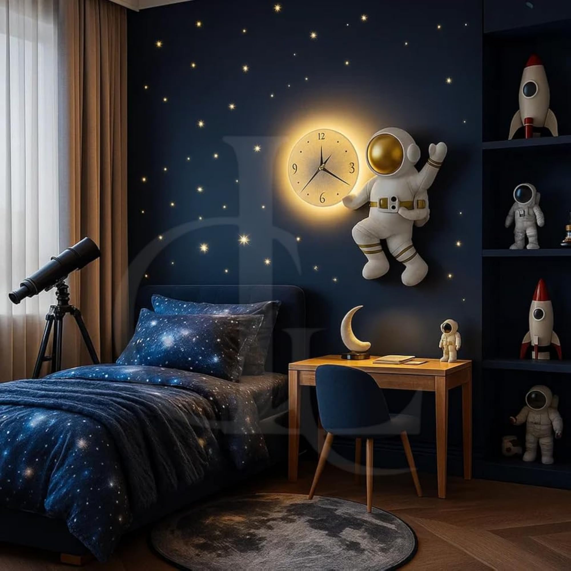 Modern Astronaut LED Wall Lamp with Lighting Clock