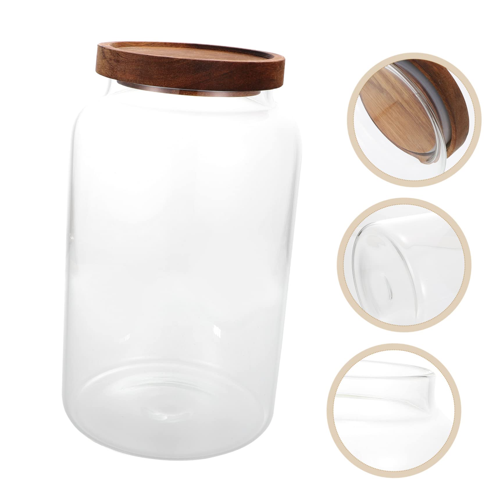 2,8l Vorratsglas aus Glas mit Holzdeckel Luftdichte Aufbewahrungsdose für Küche und Schreibtisch Feuchtigkeitsbeständig zur Lagerung von Lebensmitteln