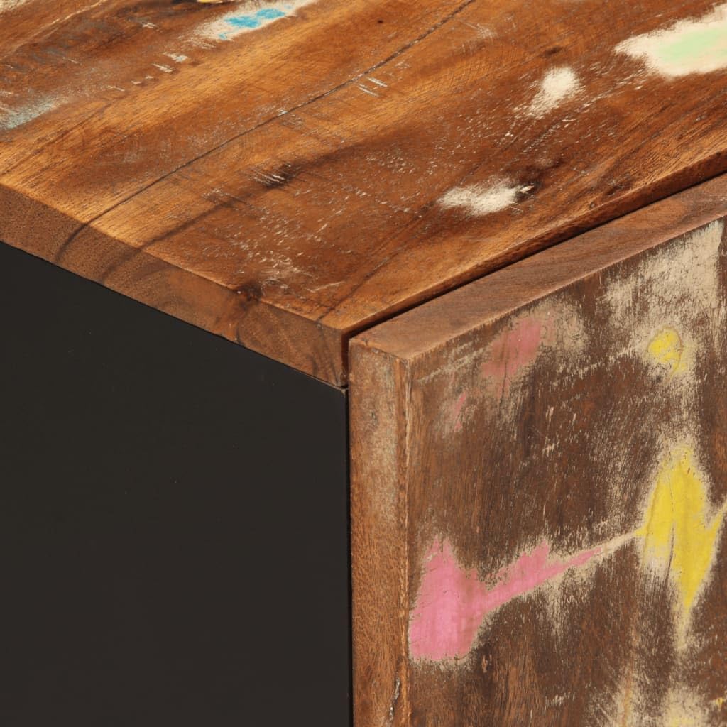 Stolik kawowy 100 x 54 x 40 cm, lite drewno stare i materiał drewnopochodny, 3 przegródki do przechowywania, żelazne nogi, nowoczesny stół do salonu, stolik kawowy do salonu