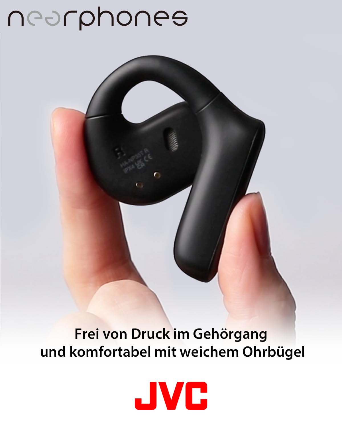 JVC Nearphones HA-NP35T-B, True Wireless Earbuds, Open Ear Design, IPX4, Mikrofon-Muting, 17 Std. Laufzeit, BT 5.1, (Schwarz)