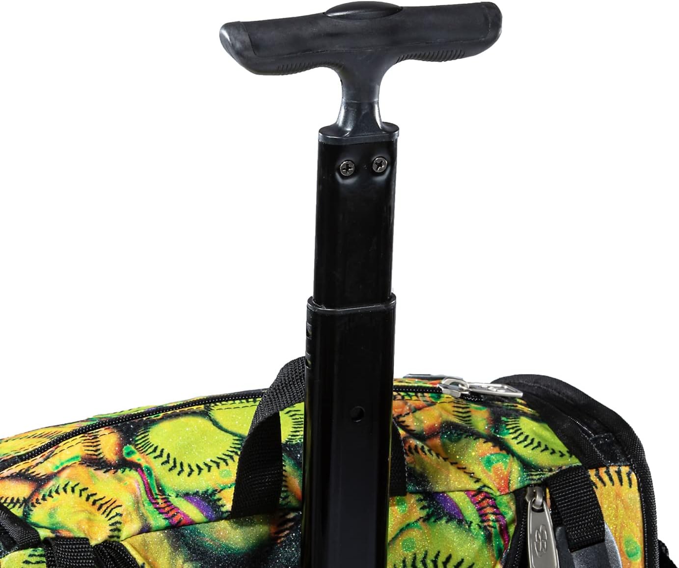 Boombah Rolling Superpack 2.0 Baseball/Softball Gear Bag - 23-1/2" x 13-1/2" x 9-1/2" - Telescopic Handle - Holds 4 Bats - Wheeled Version - Neon Ballpark Glitter Multi