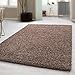 Produktbild Hochflor Shaggy Teppich für Wohnzimmer Langflor Pflegeleicht Schadsstof geprüft 3 cm Florhöhe Oeko Tex Standarts Teppich, Maße:120x170 cm, Farbe:Mocca